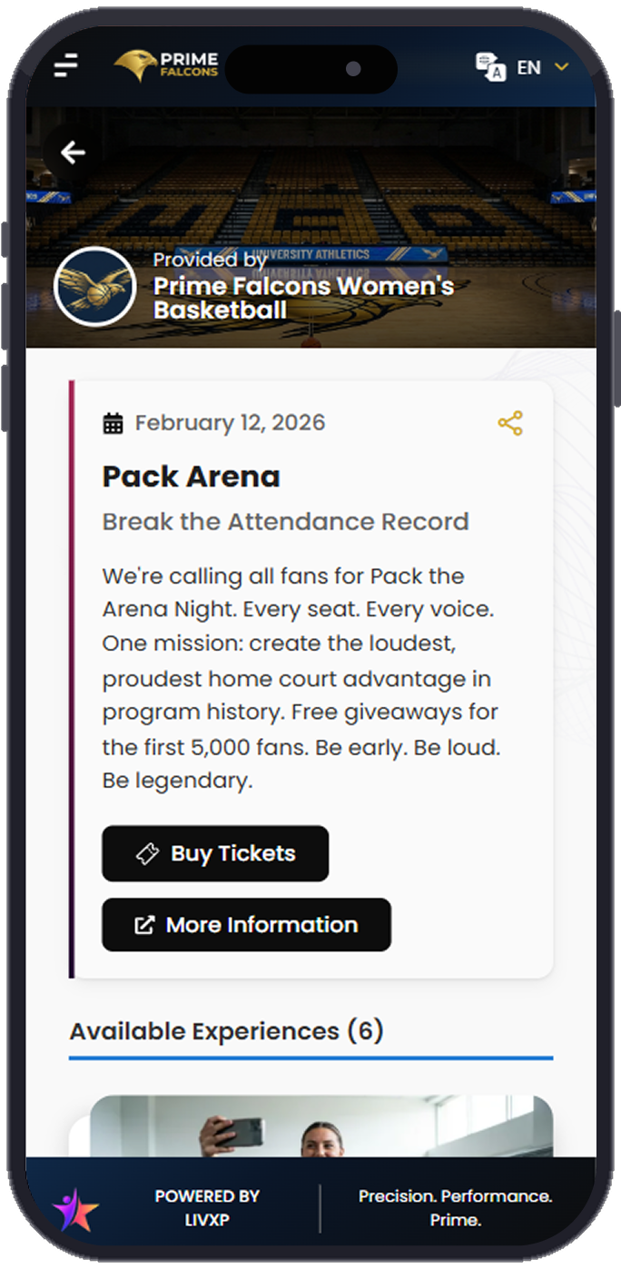 LivXP App - Game Schedule
